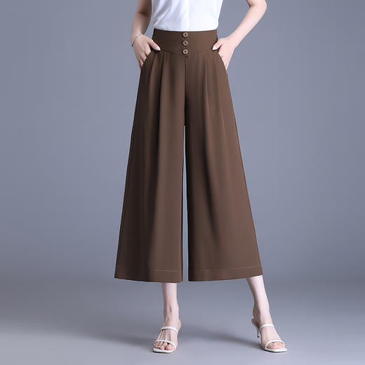 简约宽松休闲九分阔腿裤，后腰松紧时尚修身大码气质裙裤MYX-BFZY-3357-L 商品图2