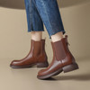 ZHR平底短靴2023秋冬新款氛围感法式短靴女百搭时尚拼接针织短靴 商品缩略图5