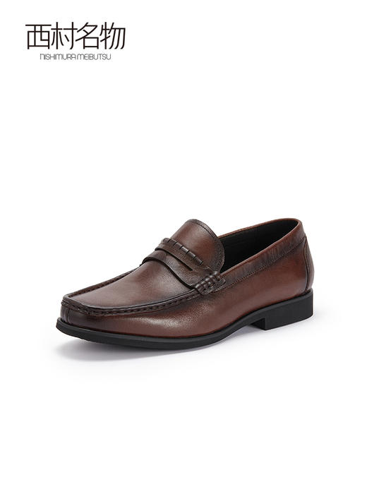 西村名物2023秋季新品舒适百搭一脚蹬休闲鞋真皮透气英伦风34601 商品图1