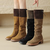 时尚百搭，粗跟撞色一脚蹬长靴MT-MX8803 商品缩略图0