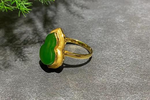 【御珠宫坊】金镶碧玉葫芦戒指 商品图4