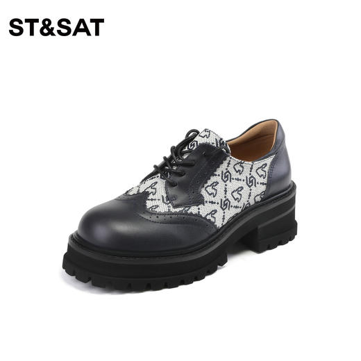 星期六时尚字母松糕底高跟拼接单鞋SS33112120 商品图2