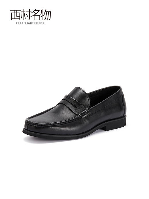 西村名物2023秋季新品舒适百搭一脚蹬休闲鞋真皮透气英伦风34601 商品图2