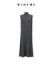 HIDEMI 极简小圆领廓形折叠立体剪裁微斗篷式真丝羊毛针织连衣裙 黑色/灰色 商品缩略图4