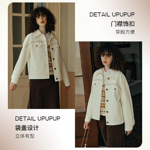 OLrain欧芮儿小香风短外套女初秋2023新款宽松立体花边夹克式上衣 商品图2