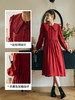 OLrain欧芮儿红色连衣裙女初秋2023年新款收腰法式气质娃娃领裙子 商品缩略图2