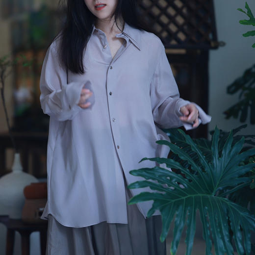 香芋紫灰色真丝衬衫late bloomer 商品图5
