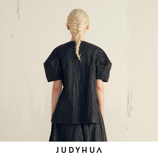 JUDYHUA 纸质涂层肌理⽴体袖上⾐ 商品图2