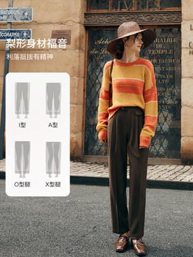 OLrain欧芮儿咖色休闲裤初秋2023年新款百搭显瘦气质高级烟管裤