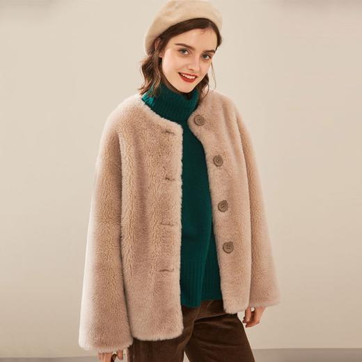 【2023新款】羊剪绒大衣女短款皮草外套2023冬季新款颗粒绒小个子羊毛外套 商品图3