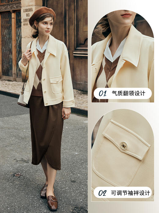 OLrain欧芮儿杏色短外套女夏季2023新款宽松气质减龄百搭休闲上衣 商品图2