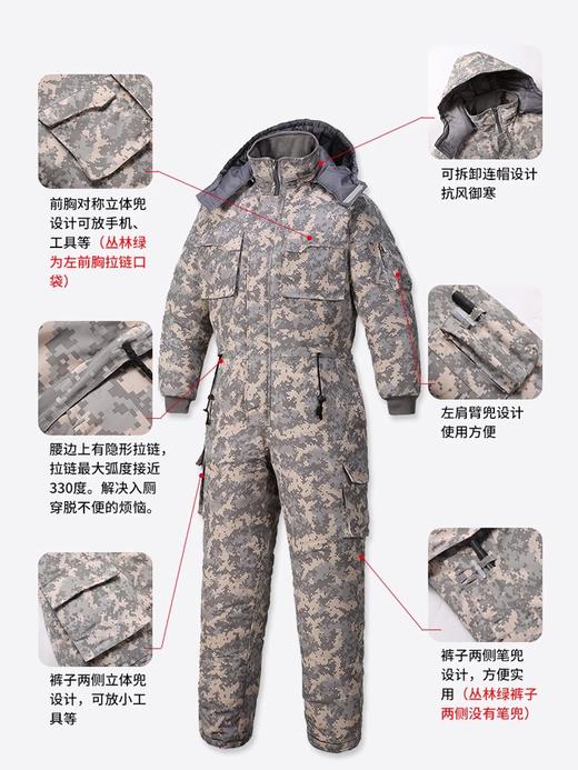 连体工作服男加厚棉服冬季防泼水连体工装钓鱼冷库仓库防寒工服 商品图2