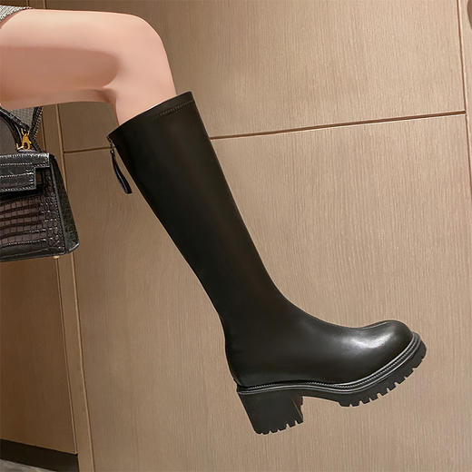 ZHR2023年秋季新款显瘦甜酷厚底长筒靴女百搭时尚韩版长筒靴 商品图2