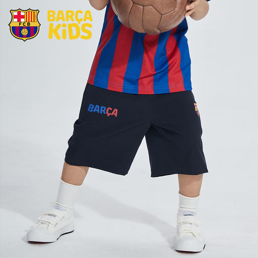巴塞罗那俱乐部官方商品 | 巴萨队徽深蓝童装短裤夏款 商品图1