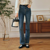OLrain欧芮儿直筒牛仔裤女初秋2023新款高腰复古显瘦弹力喇叭长裤 商品缩略图2