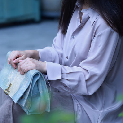 香芋紫灰色真丝衬衫late bloomer 商品图3