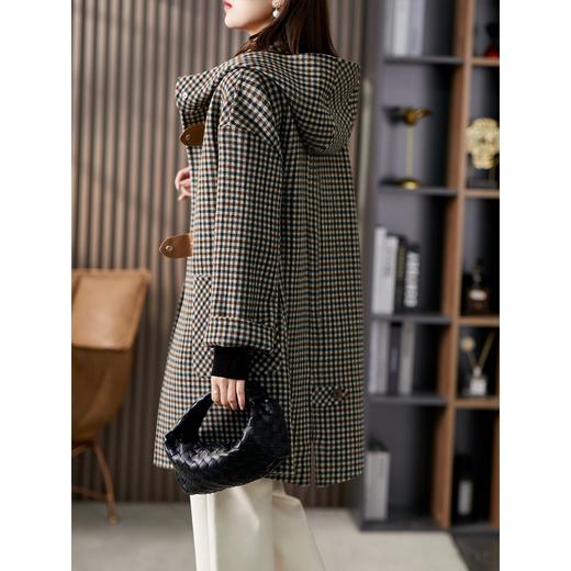 【2023新款】格子羊绒羊毛双面毛呢外套女2023新款秋冬英伦风中长款呢大衣 商品图1