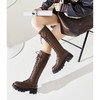 西遇长筒马丁靴女新款秋季骑士弹力瘦瘦靴黑色厚底不过膝长靴21933844 商品缩略图3