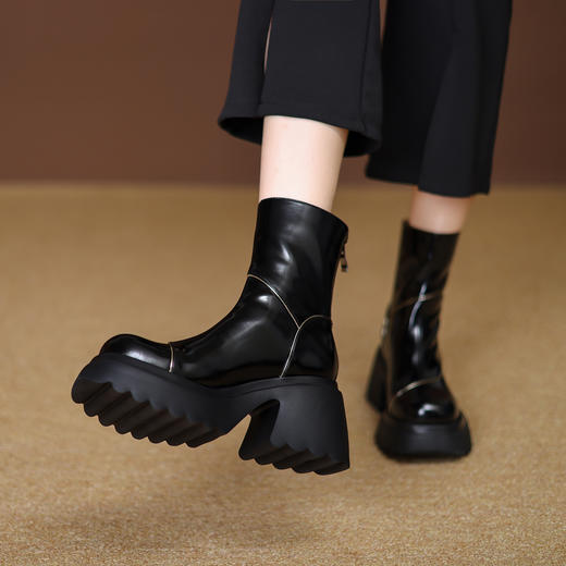时尚简约，厚底粗跟后拉链短靴YS-ZA2638 商品图11