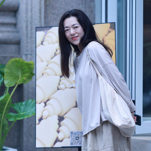 迟集 米灰色全棉针织T恤 商品图0