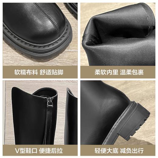 ZHR长筒靴女2023秋季新款简约风气质长筒靴舒适百搭不过膝骑士靴 商品图13