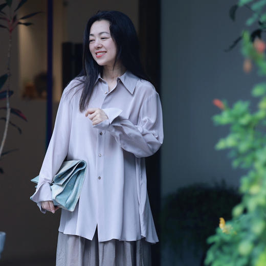 香芋紫灰色真丝衬衫late bloomer 商品图1