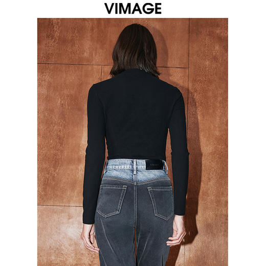 VIMAGE纬漫纪秋季新款黑色镂空设计感上衣V2013614 商品图5