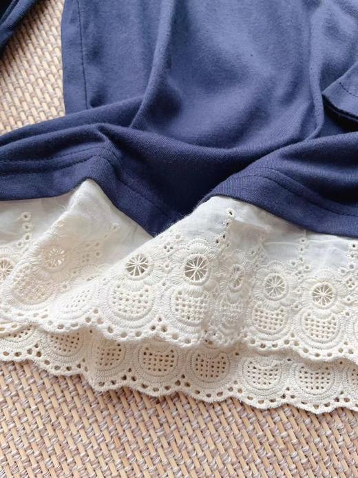 老米优品🎈福利！出口日本工厂 日杂风软绵绵纯棉+刺绣花边立领打底衫  T230831B 商品图4