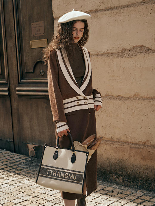 OLrain欧芮儿毛衣外套女初秋2023年新款显瘦气质设计感深V上衣 商品图0