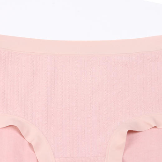 都市丽人基础系列人棉提花宽版包覆中腰平角女士内裤新年本命年红品LK35E1 商品图4