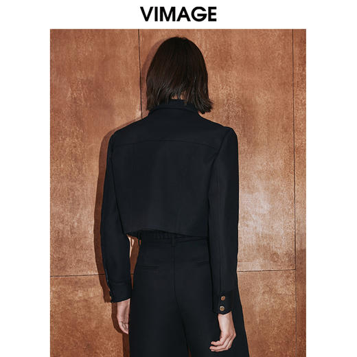 VIMAGE纬漫纪冬季新款显瘦百搭纯色短外套V2003616 商品图4