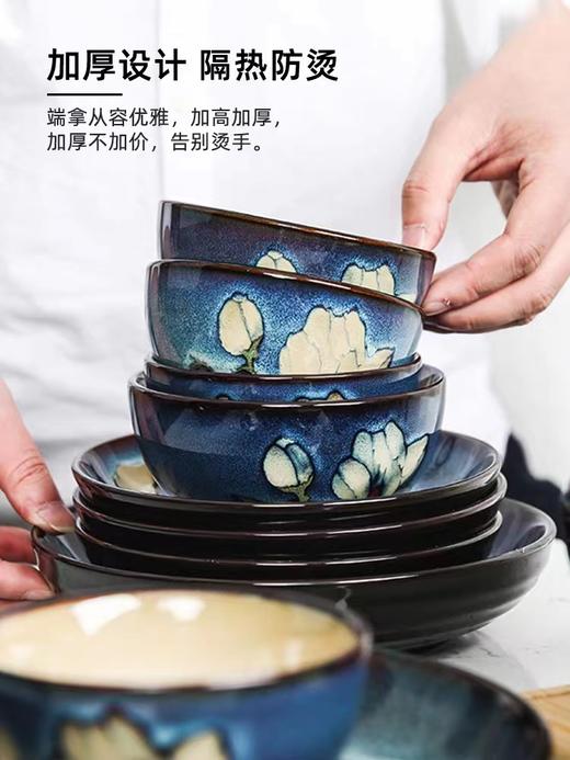 碗具玉泉馨兰韩式创意饭碗家用日式汤碗面碗陶瓷碗碟餐具中式套装盘 子 商品图3