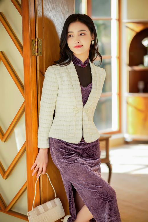 逸红颜明月优选#【茗霜】  精纺花呢格子小香风外套，经典贵气，显高显瘦！ 商品图11