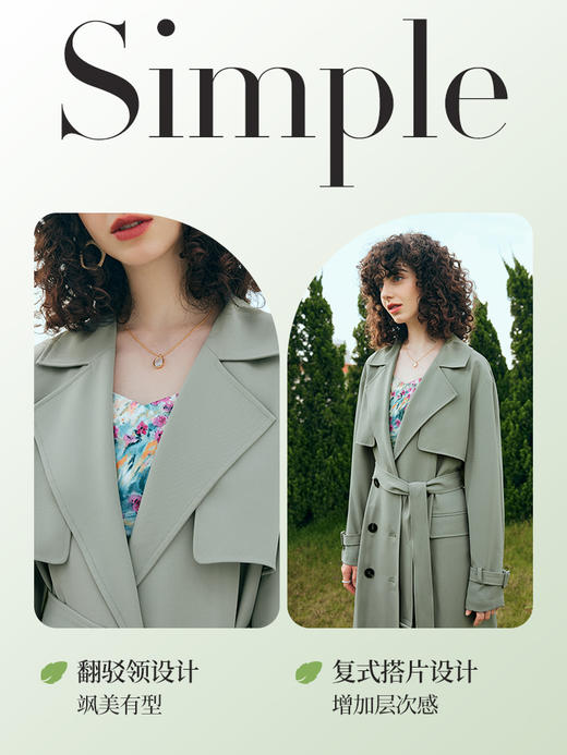 OLrain欧芮儿中长款风衣外套女初秋2023年新款宽松韩版双排扣大衣 商品图2