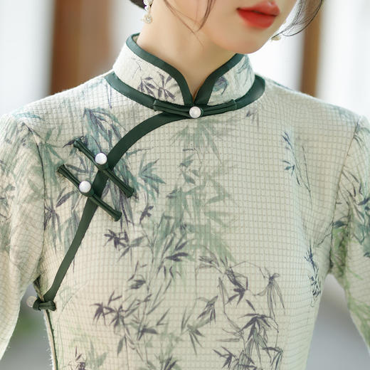 YM 9043日常改良气质旗袍名淑女显瘦长款连衣裙 商品图4