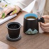 陶瓷茶水分离杯万里江山过滤泡茶杯办公室水杯马克杯带盖节庆礼品 商品缩略图4