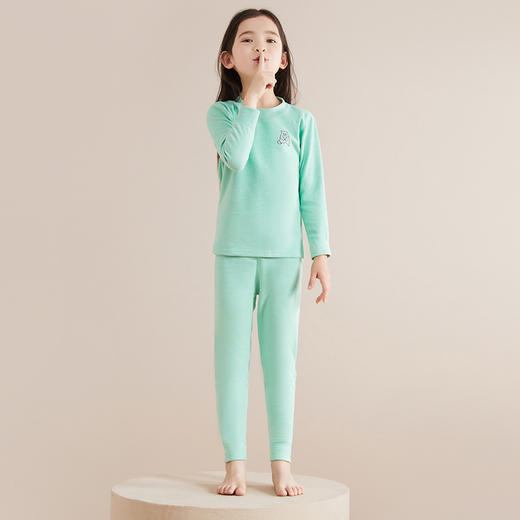 【儿童羊毛蚕丝保暖内衣套装】男女童秋衣秋裤德宝宝冬季双面磨绒睡衣 商品图11