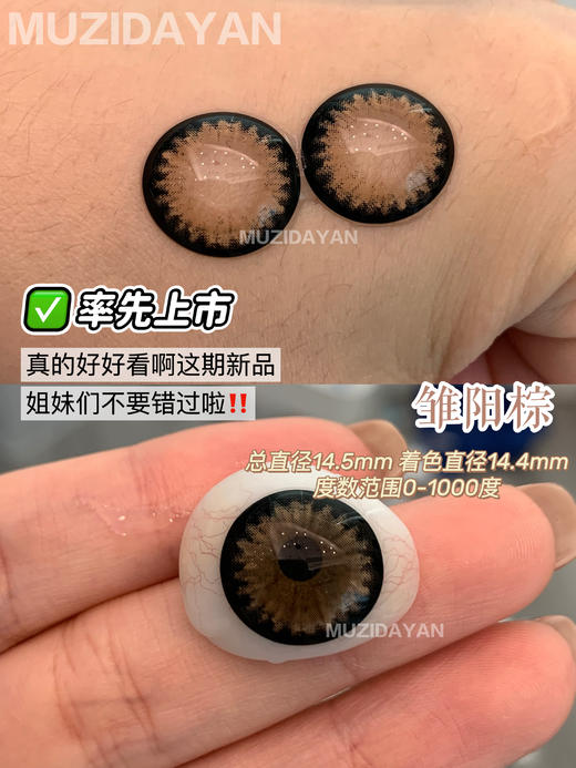【本店实拍】AGENSCOLOR 雏阳系列棕  蓝  粉 灰14.5mm 【年抛 度数0-1000度 无525/575 】 商品图1