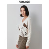 VIMAGE纬漫纪冬季新款刺绣宽松舒适套头针织衫V2001605 商品缩略图2