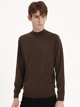 callisto咖色全绵羊毛圆领长袖毛衣 FSKNW131T BR