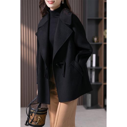 【2023新款】设计感牛角扣双面羊毛大衣女2023冬季新款韩版西装领毛呢外套 商品图4