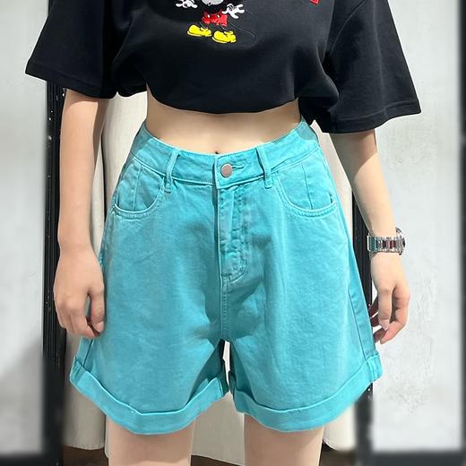 423MZ卷边高腰牛仔短裤30612（蓝A） 夏季 361872000028 商品图0