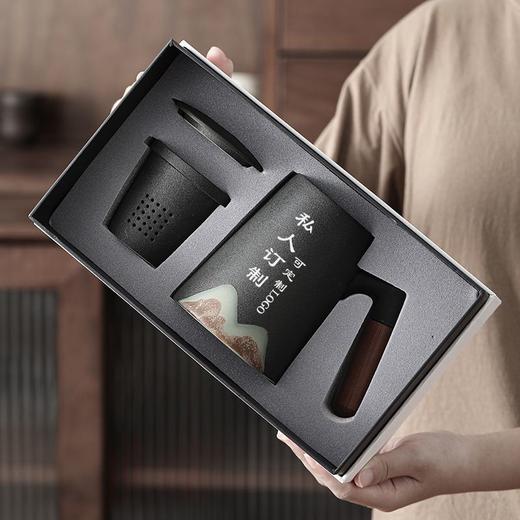 远山陶瓷马克杯带过滤泡茶杯茶水分离水杯办公带盖个人专用杯定制 商品图1