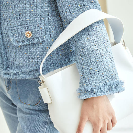 玳莎小香风箱型外套女秋季亮片拉毛高级感粗花呢圆领上衣  DC37305 商品图2