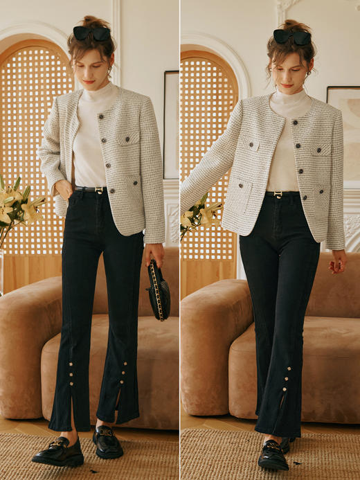 OLrain欧芮儿小香风短外套女初秋2023新款宽松气质设计感减龄上衣 商品图3