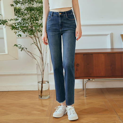 OLrain欧芮儿直筒牛仔裤女初秋2023年新款高腰显瘦梨型身材九分裤 商品图2