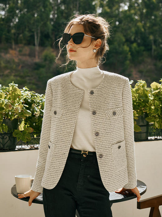 OLrain欧芮儿小香风短外套女初秋2023新款宽松气质设计感减龄上衣 商品图0