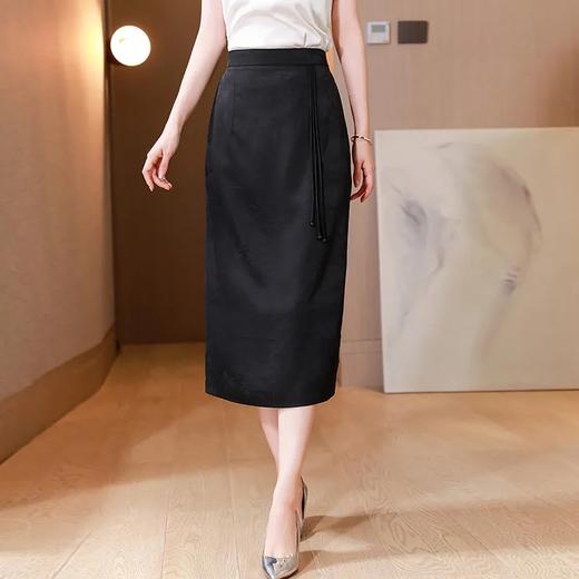 Y6667中式复古包臀半身裙女夏装2023新款妈妈高端提花开叉高腰a字裙子 商品图1