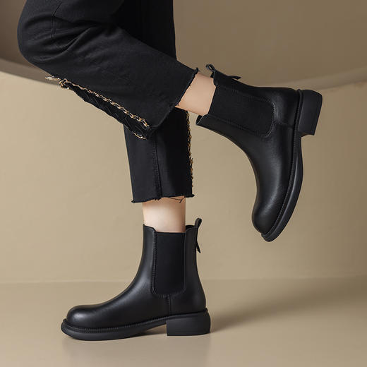 ZHR平底短靴2023秋冬新款氛围感法式短靴女百搭时尚拼接针织短靴 商品图2