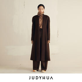 JUDYHUA 翻领收腰双面呢大衣